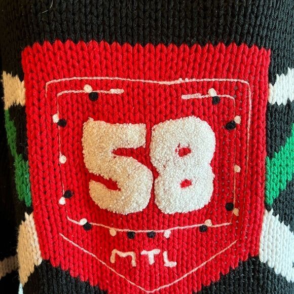 Vintage oversized knit sports sweater striped number 58 - Picture 6 of 9